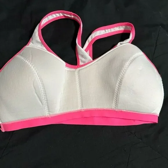 Danskin neon pink/white sports bra , padding is not removable - Picture 4 of 5